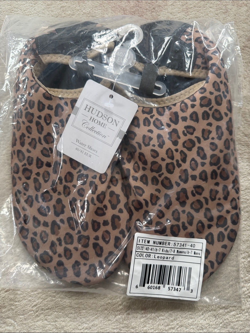Hudson Home Leopard Print Slip-On Water Shoes - Brown and Black Unisex
